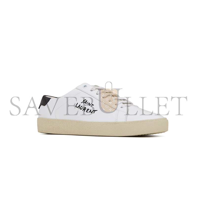 YSL COURT SL06 GENUINE LEATHER AND EMBROIDERED SNEAKERS 610649AABEE9061